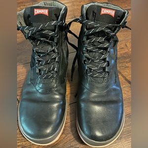 Camper black, waterproof boots, leather and nylon.